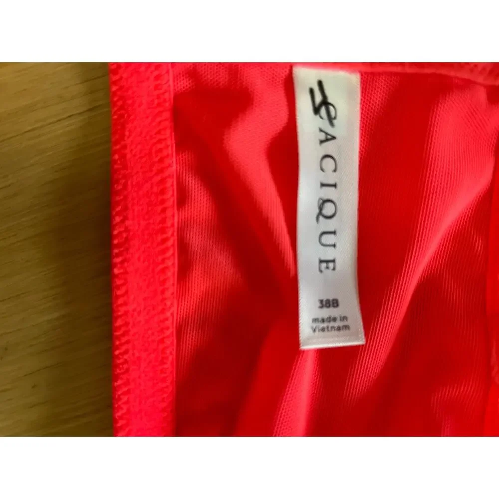 Cacique | Size 38B Neon Coral Demi Corset Longline Bra with Adjustable Straps